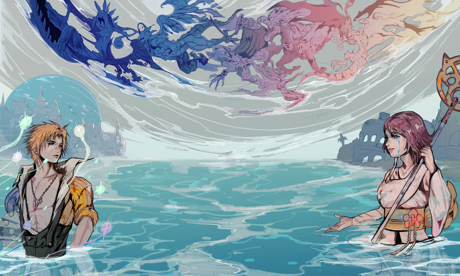 Tidus / Yuna — Final Fantasy X art by Soultooth